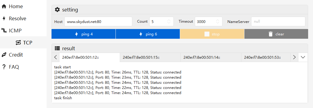 TCP snapshot